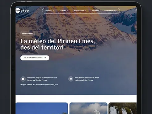 Captura de pantalla de la pagina principal de meteopirineus.com
